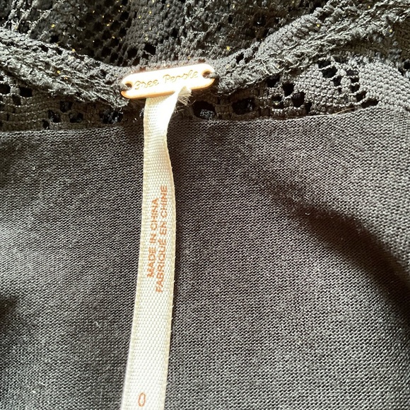 Free People Kristal Metallic Lace Fit and Flare Black Tank Mini Dress in Size 0 - Picture 11 of 12